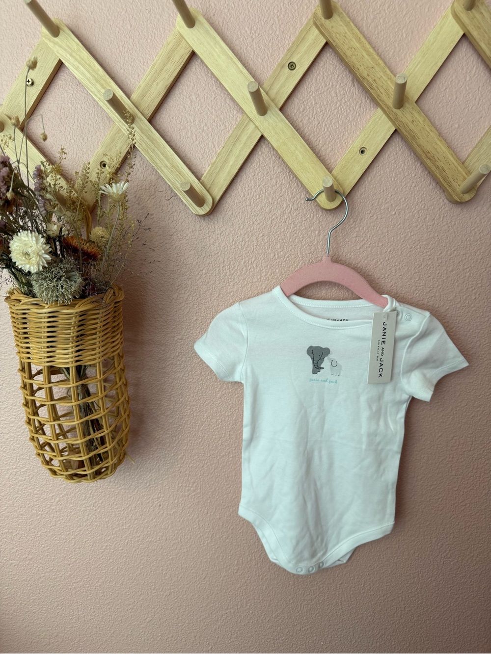 NWT Janie and Jack White Elephant Graphic Baby One-Piece